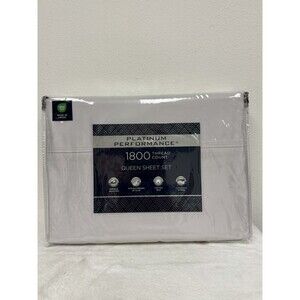 PLATINUM PERFORMANCE 1800 Thread Count Queen Sheet Set Light Grey NEW